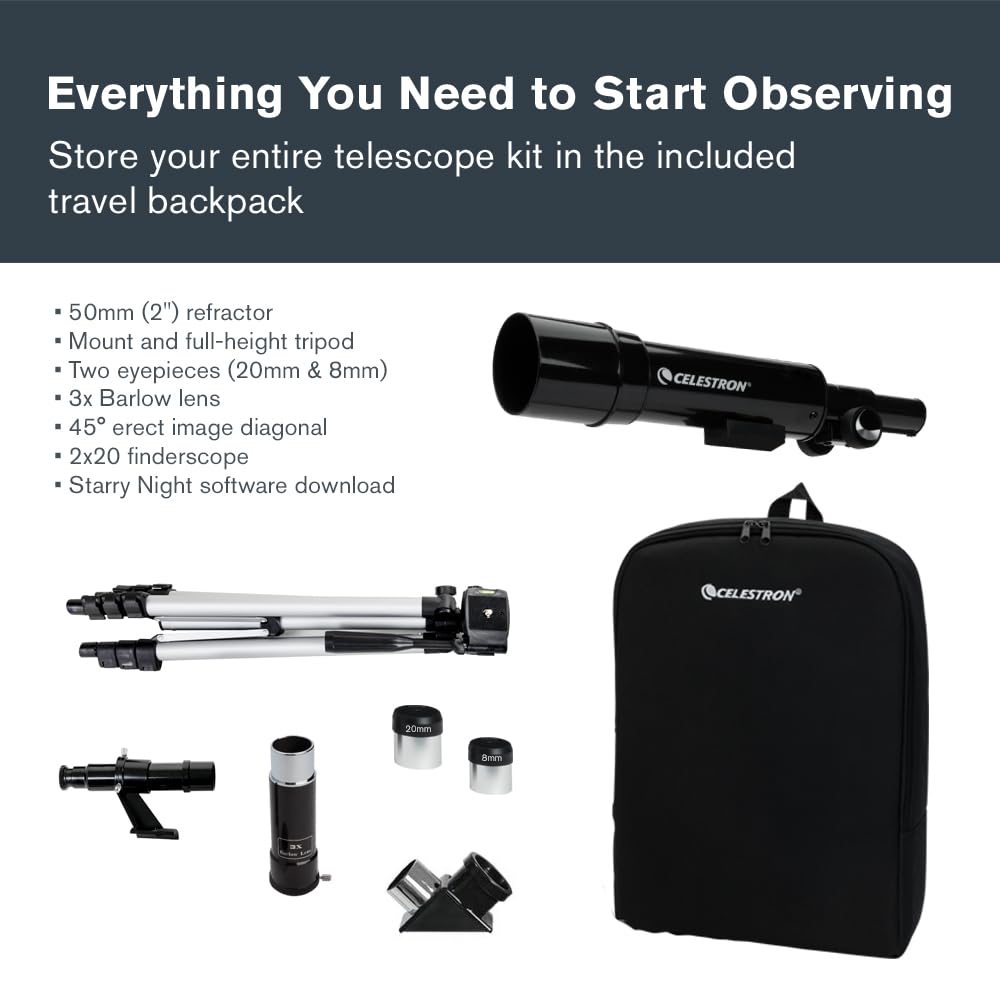 ★美品★Celestron Travel Scope 50 望遠鏡 Celestron Travel Scope 50 with Backpack - 21038